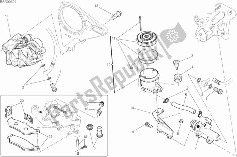 All parts for the Rear Brake System of the Ducati Diavel Xdiavel Sport Pack Brasil 1260 2017